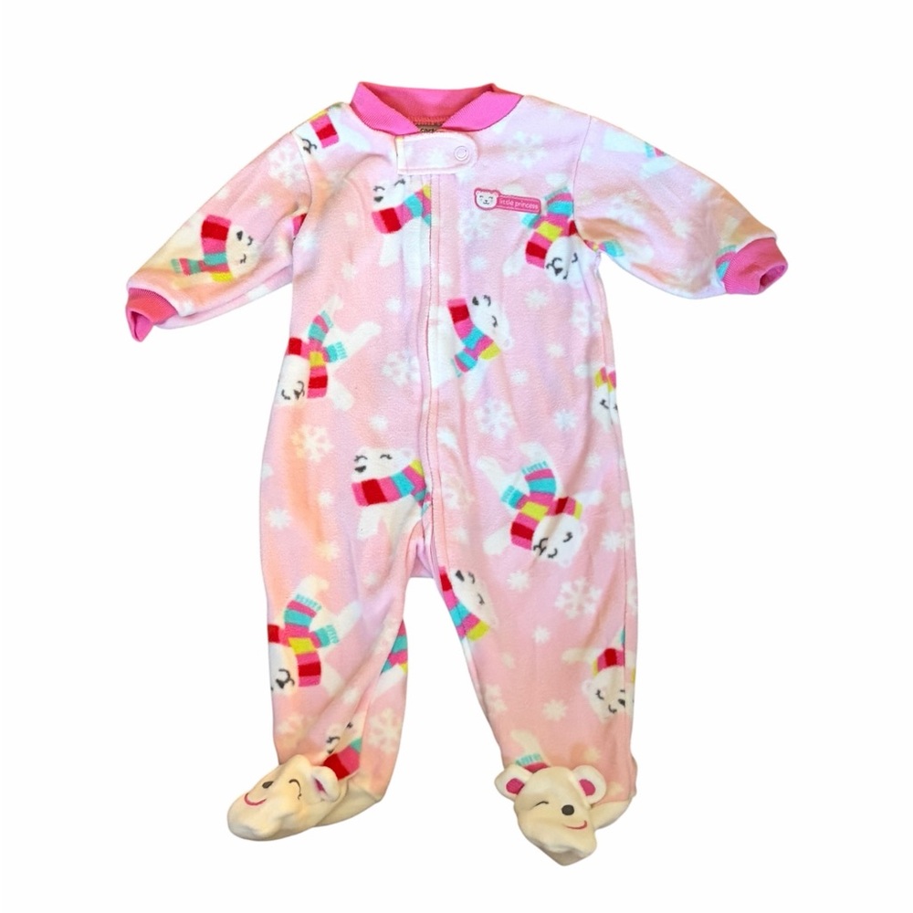 Carter’s Fleece Footed Sleeper Pink Polar Bear 3 Months